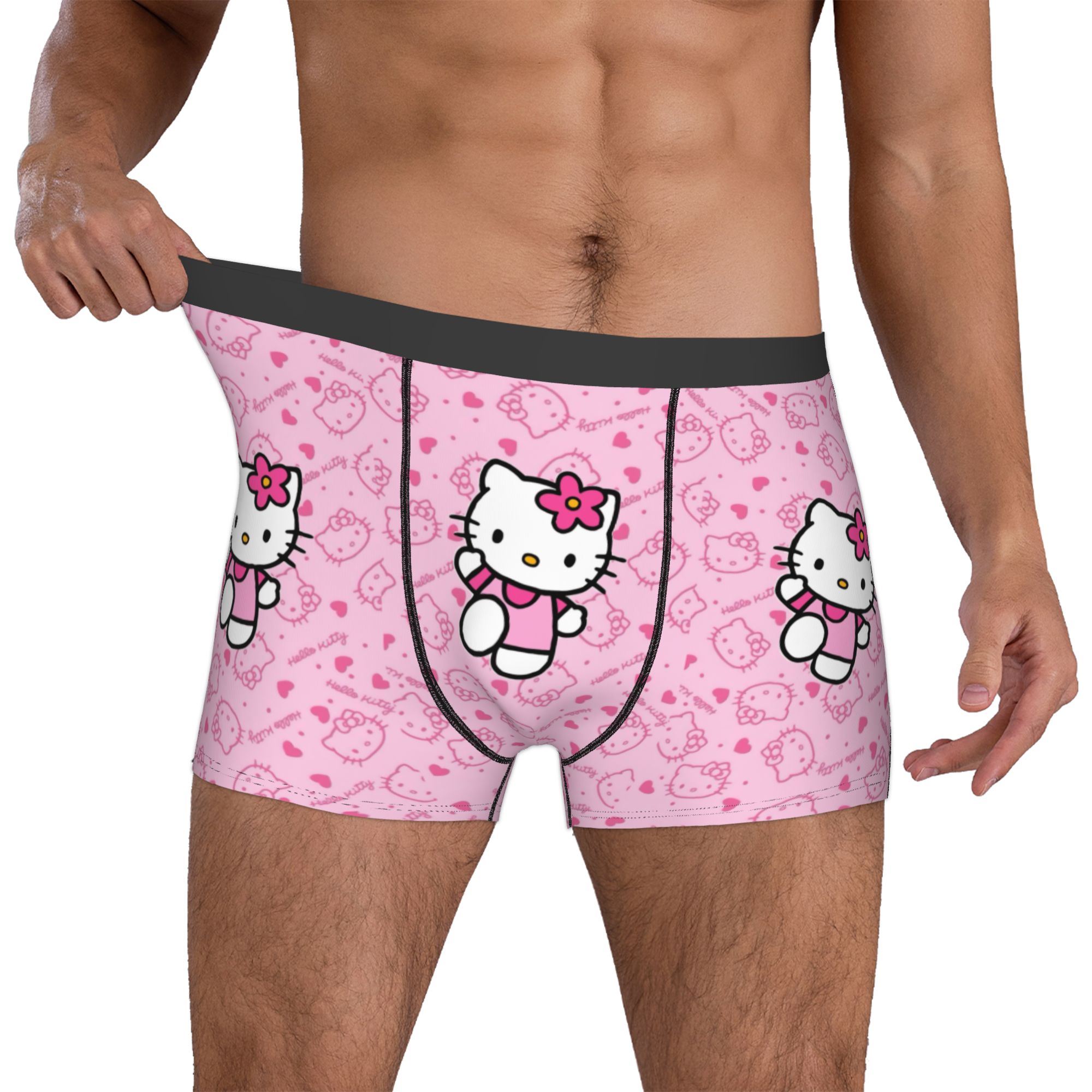 Boxer Shorts Modal - 女の子子猫下着男性プリントピンクかわいい漫画ボクサーブリーフショーツパンティー通気性パンツ