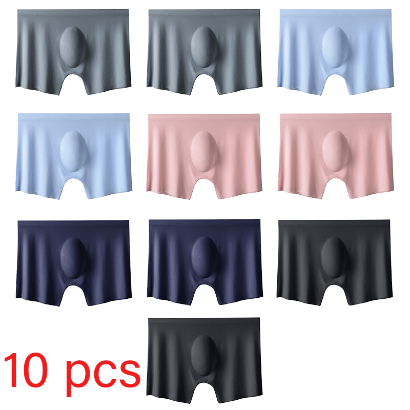 Multi Pack Underwear - 10 ピース/ロットメンズ夏のアイスシルクボクサーブリーフシームレス下着ランジェリーパンツショーツ超薄型通気性セクシーなパンティー