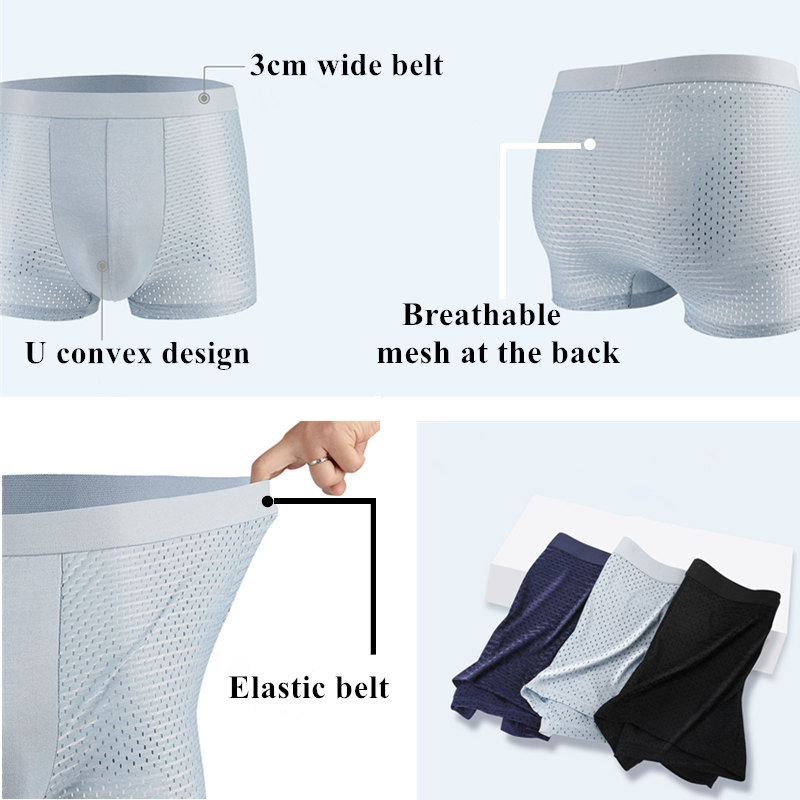 メンズメッシュボクサーショーツ,下着,セクシー,竹,アイスシ - Multi Pack Underwear のレビューと価格